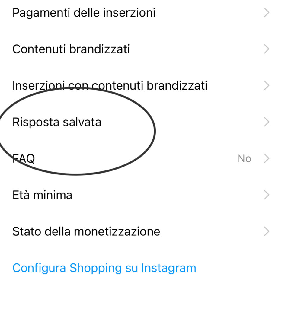 Risposta salvata instagram